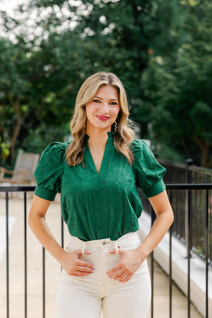 Floral Embroidered Short Sleeve Top