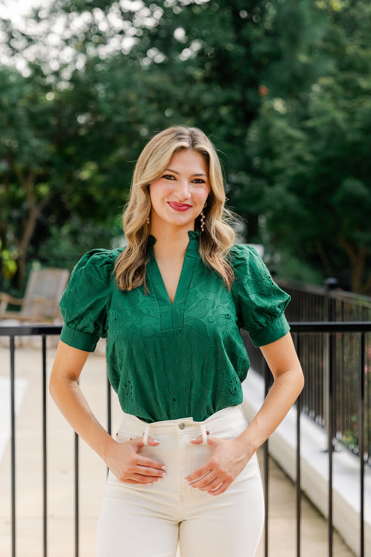 Floral Embroidered Short Sleeve Top