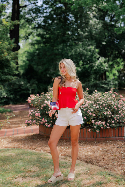 Ellie Strapless Knit Peplum Top
