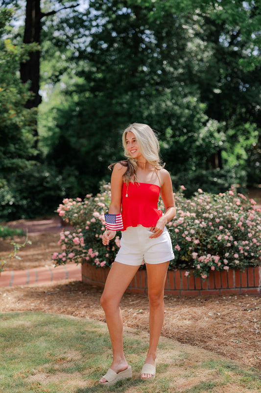Ellie Strapless Knit Peplum Top