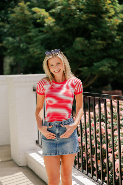 Olivia Striped Contrast Baby Tee