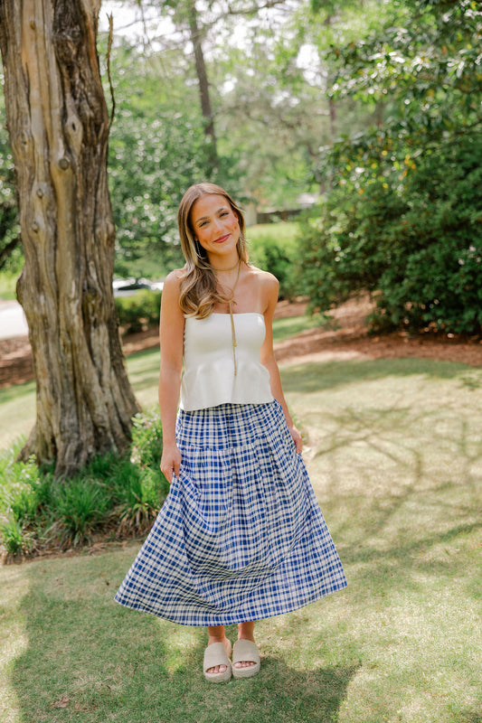 Gingham Pattern Long Skirt