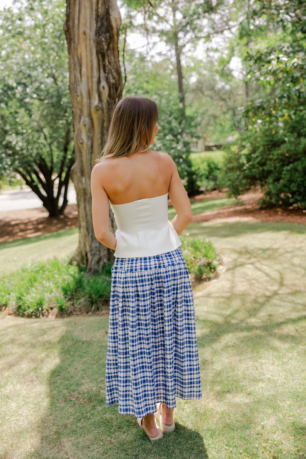 Gingham Pattern Long Skirt