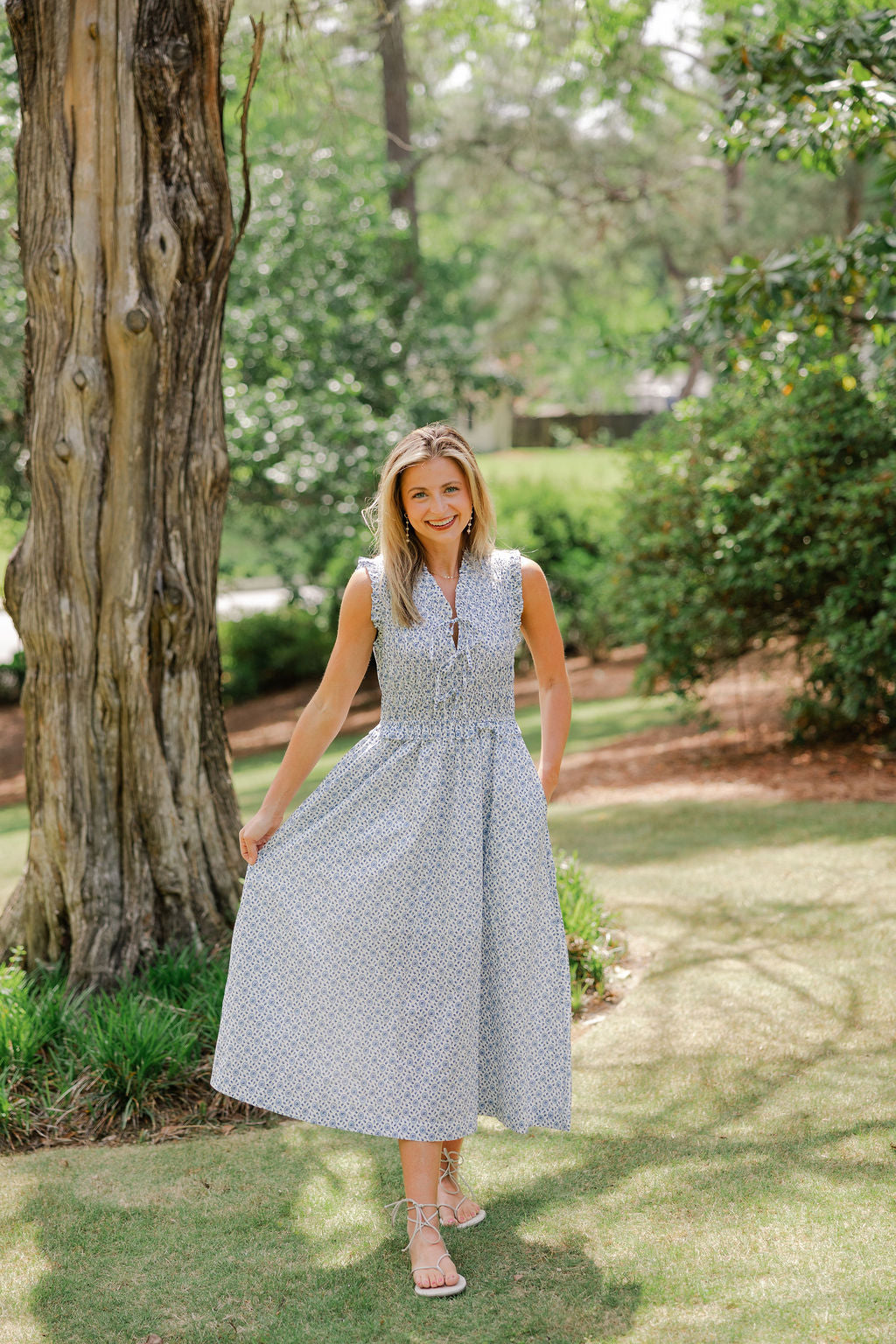 Floral Front Tie Midi Dress