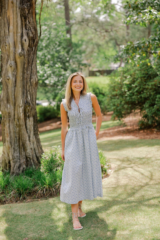 Floral Front Tie Midi Dress