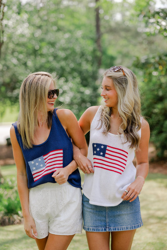American Flag Sweater Tank