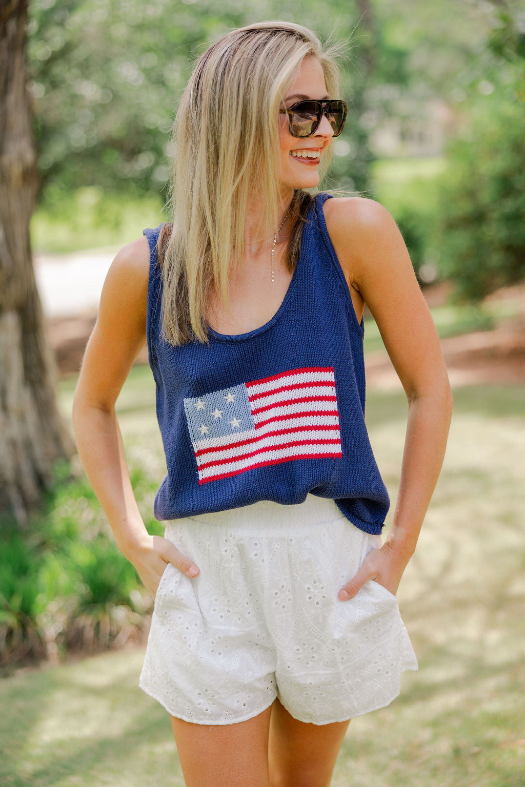 American Flag Sweater Tank