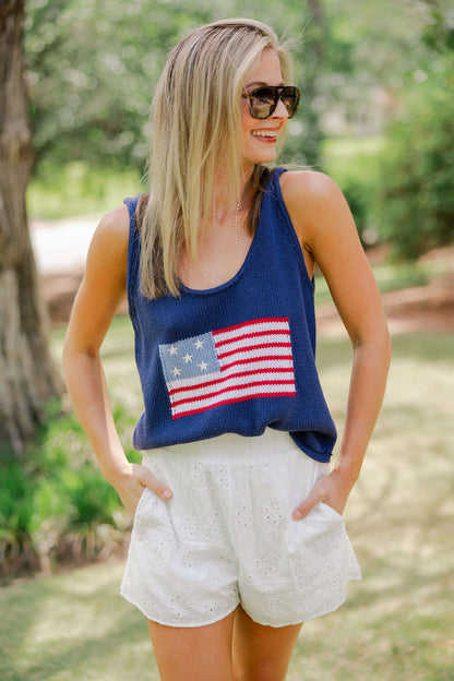 American Flag Sweater Tank