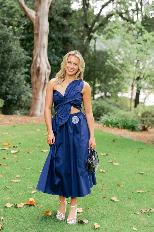 Knotted Flower Bow Midi Dress