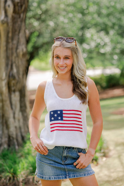 American Flag Sweater Tank