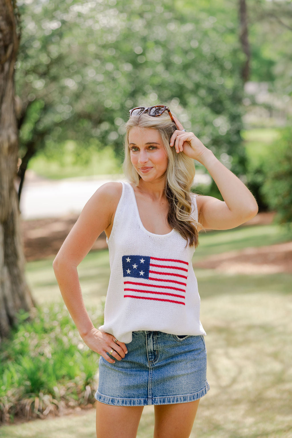 American Flag Sweater Tank