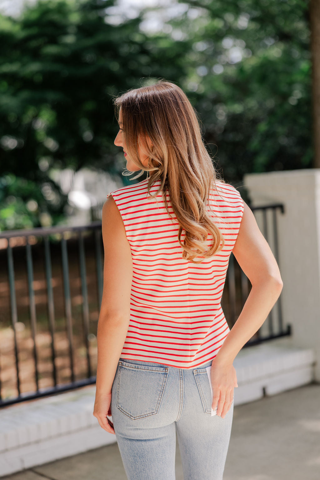 Gold Button Striped Vest