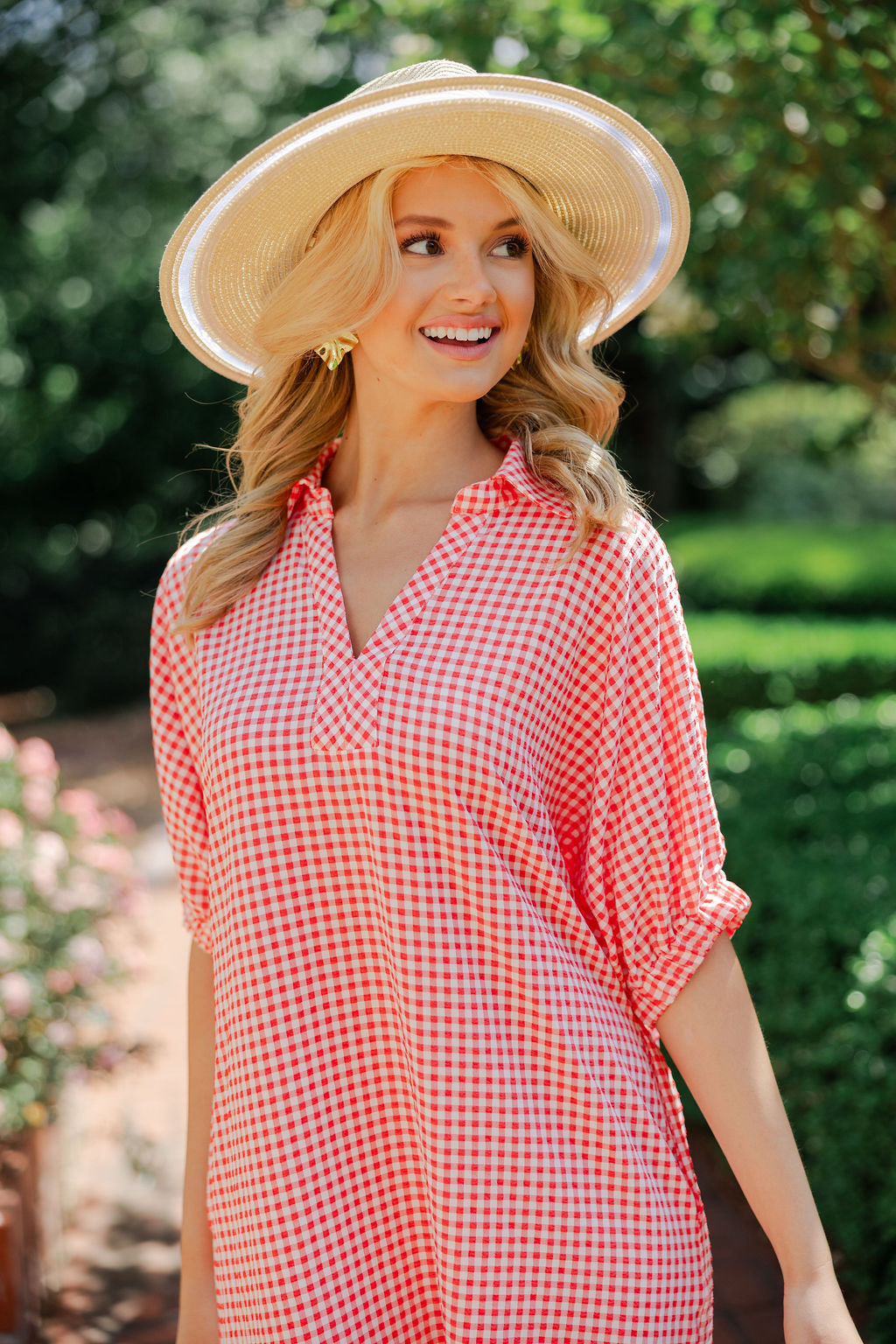 Gingham Collared Midi Dress