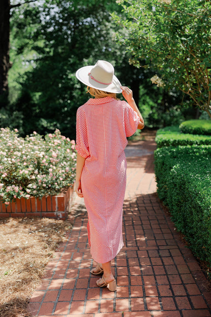 Gingham Collared Midi Dress