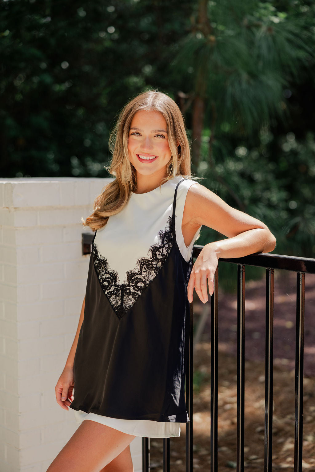 Contrast Lace Overlay Dress