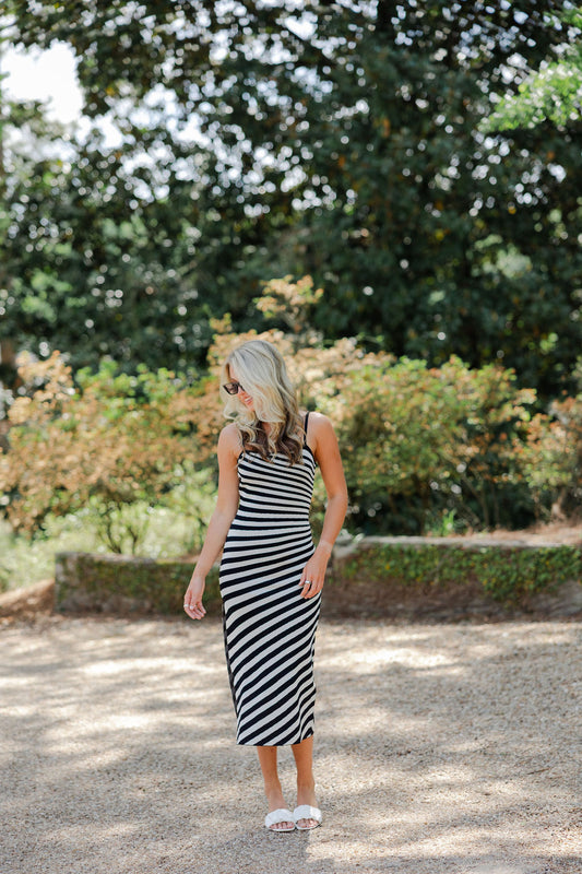 Striped Knit Midi Dress