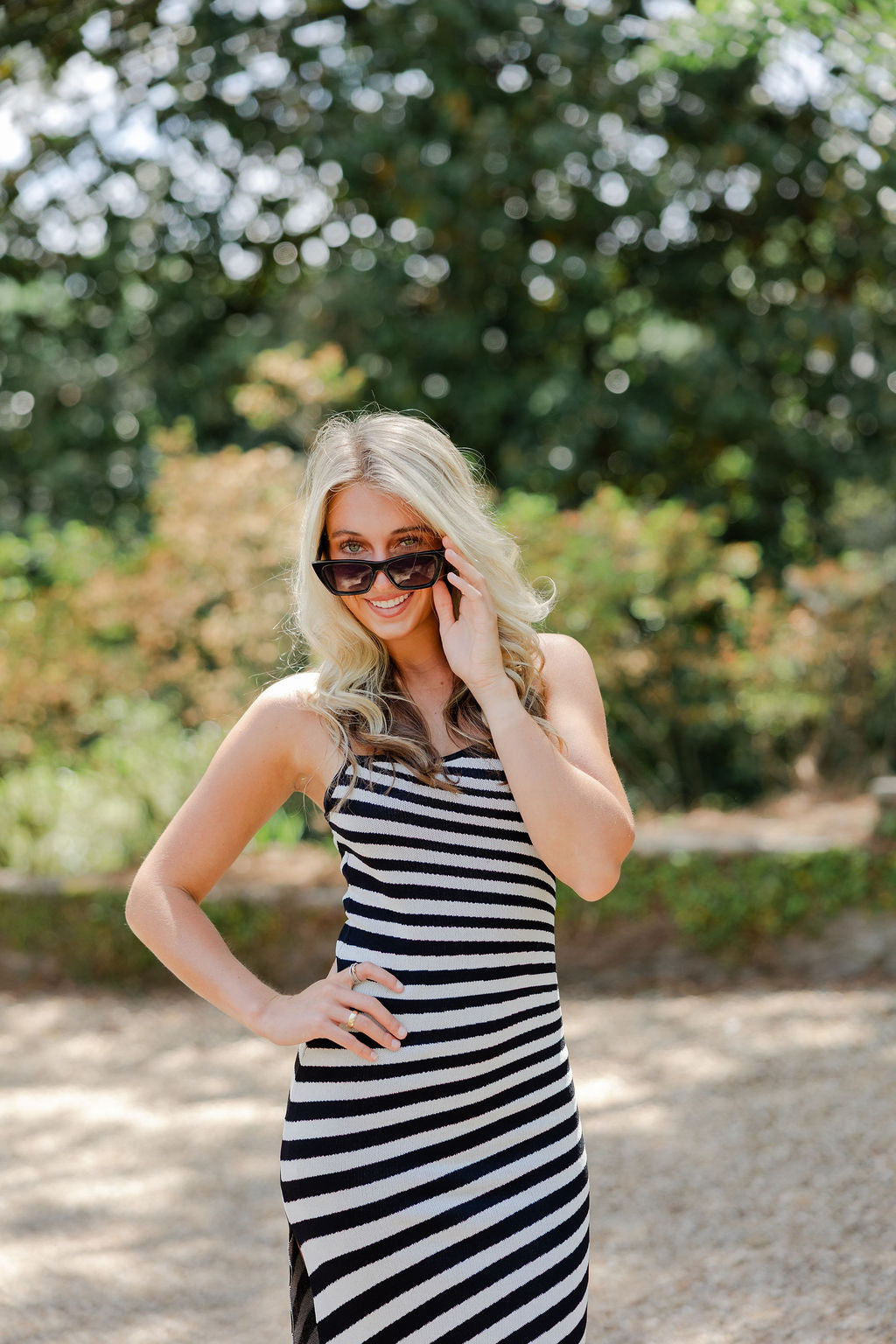 Striped Knit Midi Dress