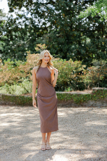 Gold Accent Halter Dress