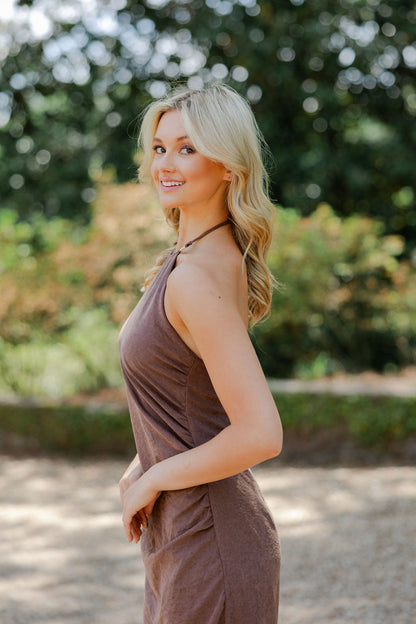 Gold Accent Halter Dress