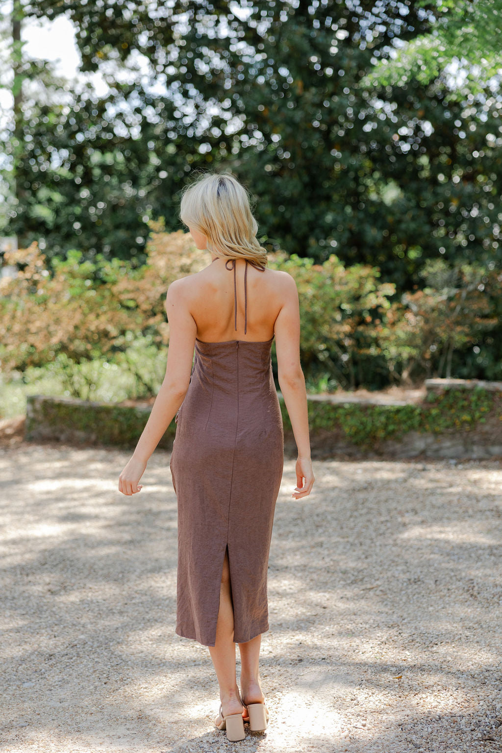Gold Accent Halter Dress