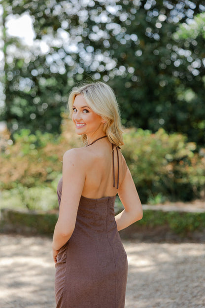 Gold Accent Halter Dress
