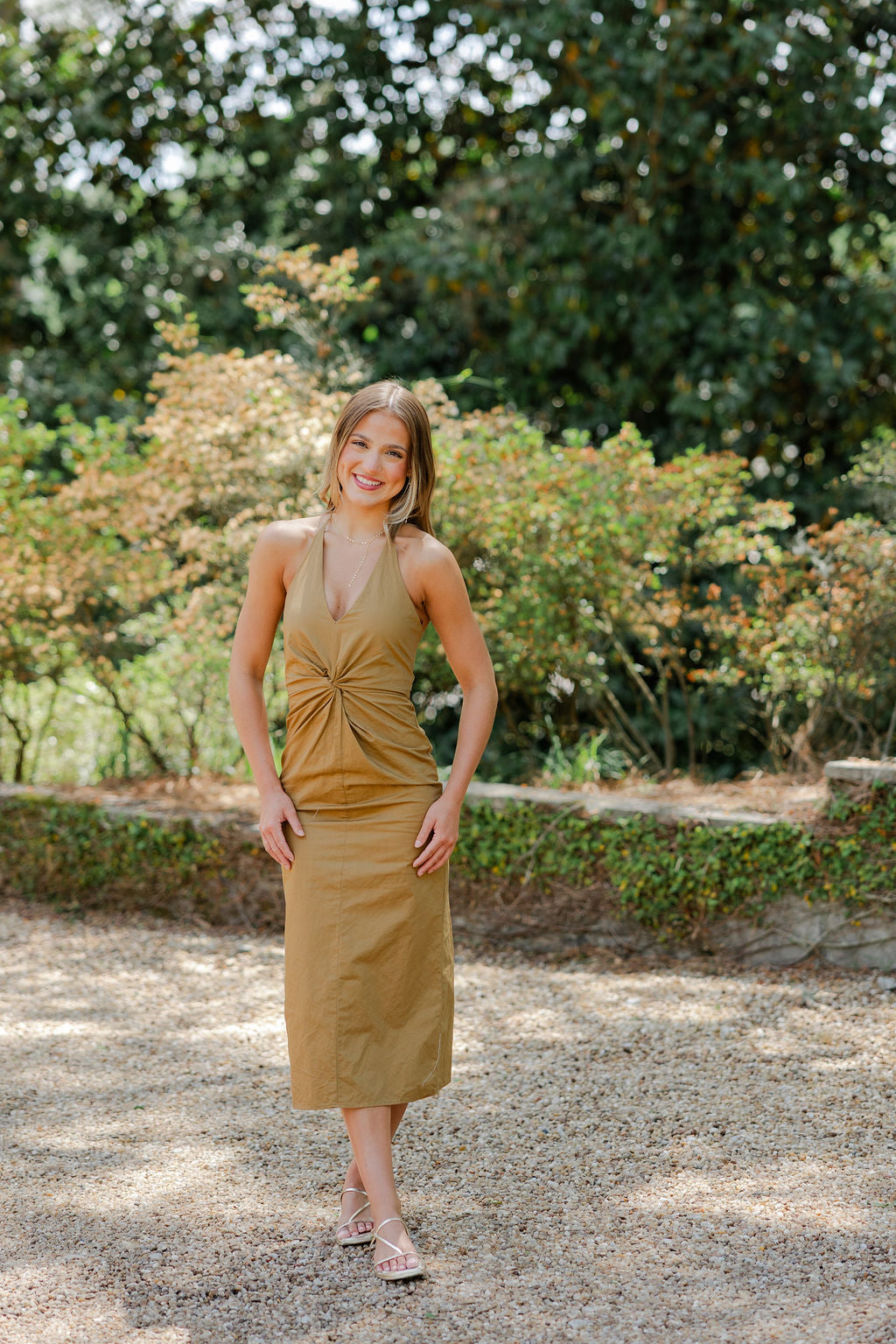 Lyra Crinkled Woven Halter Dress