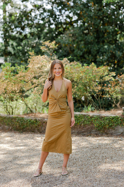 Lyra Crinkled Woven Halter Dress