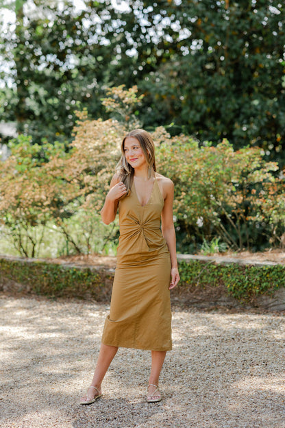 Lyra Crinkled Woven Halter Dress