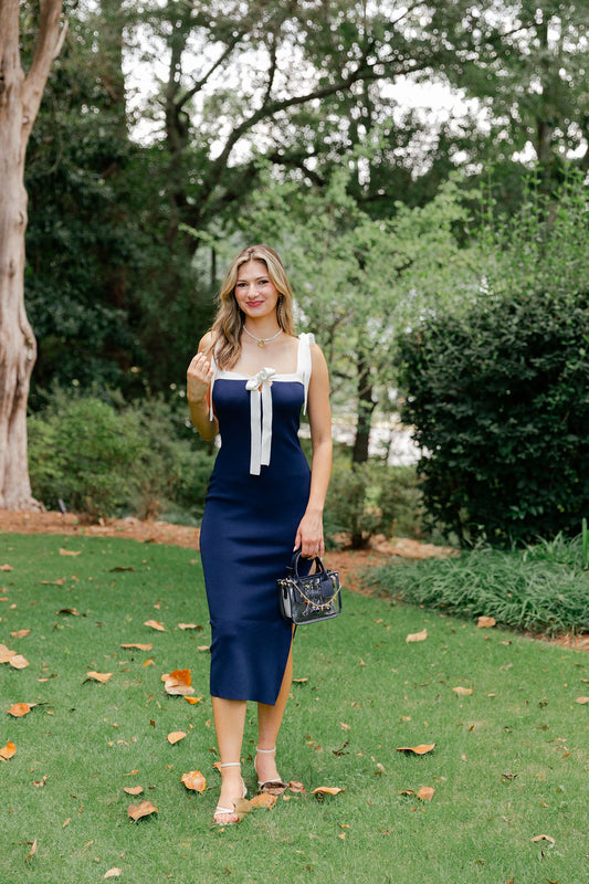 Tie Strap Sweater Midi Dress