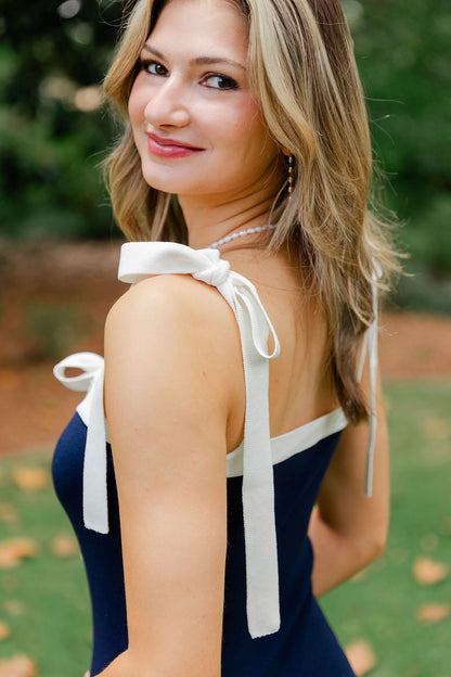 Tie Strap Sweater Midi Dress