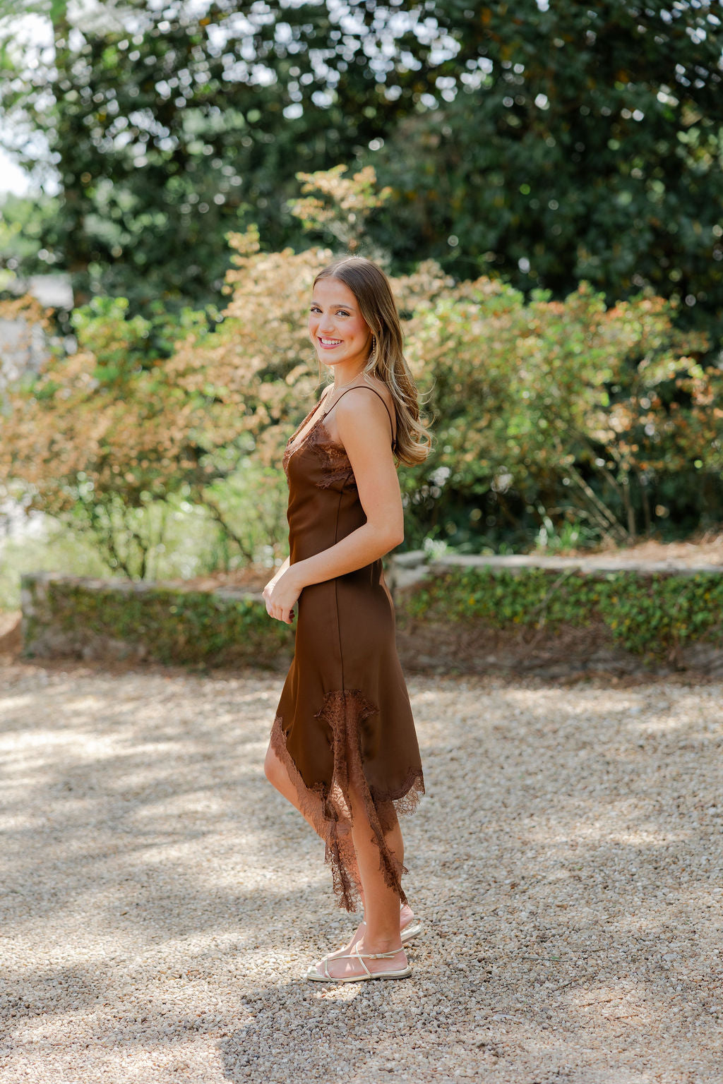 Asymmetrical Satin Lace Dress