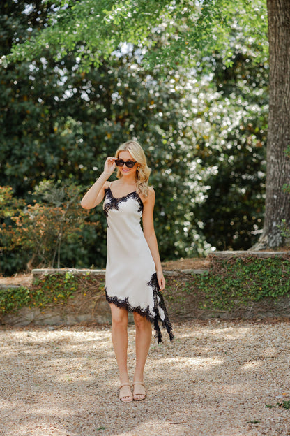 Asymmetrical Satin Lace Dress