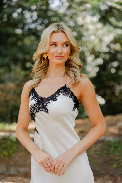 Asymmetrical Satin Lace Dress
