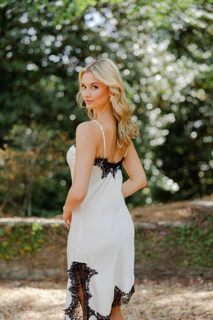 Asymmetrical Satin Lace Dress