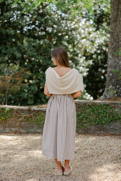 Striped Button Detail Midi Dress