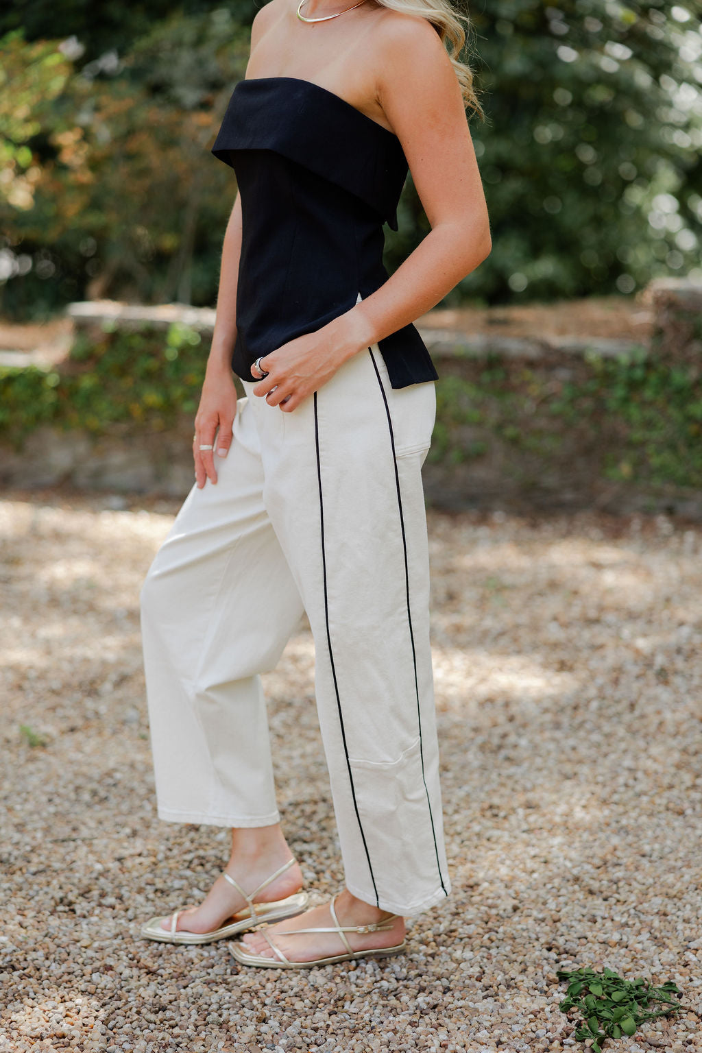 Piping Detail Barrel Pants