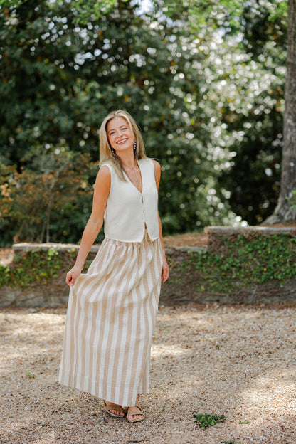 Elastic Waist Maxi Skirt