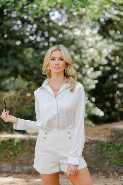 Contrast Piping Button Up Shirt