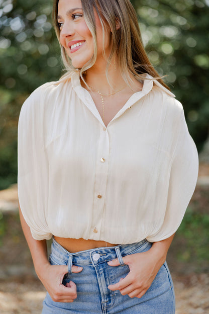 Gold Button Bubble Top