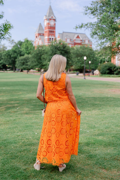 Ball Trim Maxi Skirt