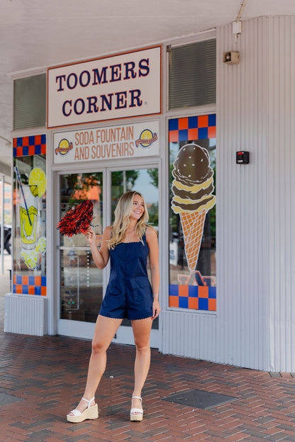 Embroidered Square Neck Romper