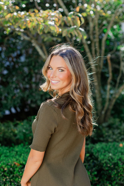 Knit Dress with Gold Buttons