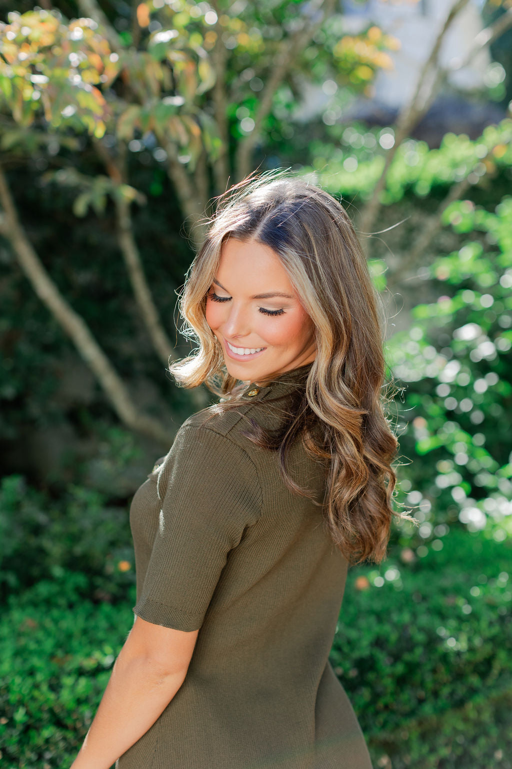Knit Dress with Gold Buttons