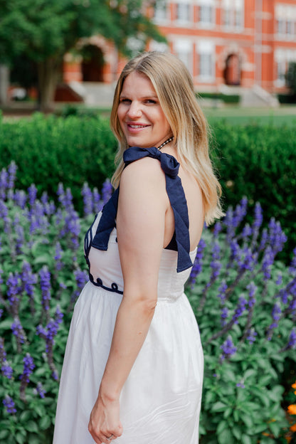 Embroidered Shoulder Tie Maxi Dress
