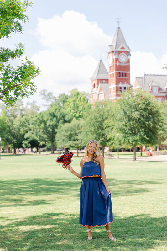 Scallop Hem Tie Strap Top & Skirt Set