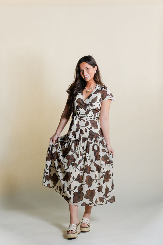 Taylor Flowy Wrap Midi Dress