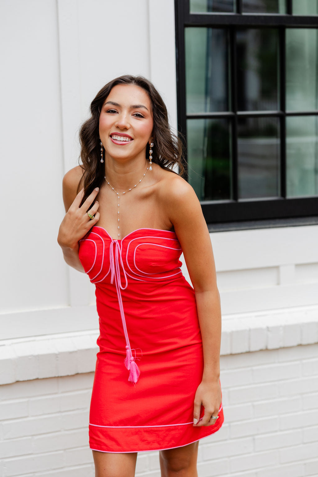 Contrast Piping Mini Dress