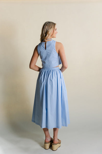 Embroidered Crop Top & Midi Skirt Set