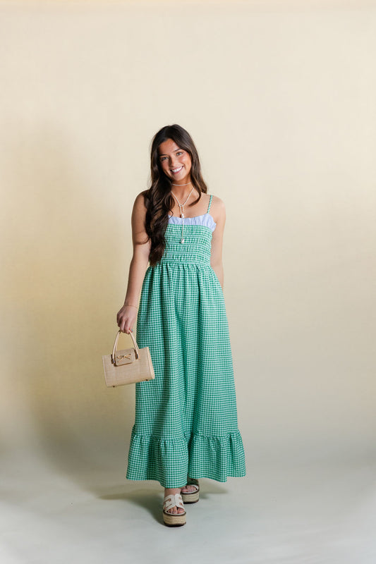 Gingham Smocked Maxi Dress