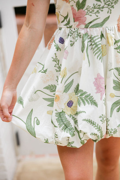 Floral Tube Bubble Hem Mini Dress